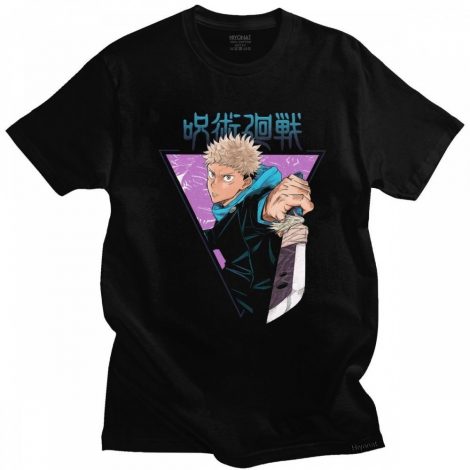 Classic-Jujutsu-Kaisen-T-shirt-Men-Short-Sleeved-Anime-Manga-T-Shirt-Yuji-Itadori-Printed-Tshirt