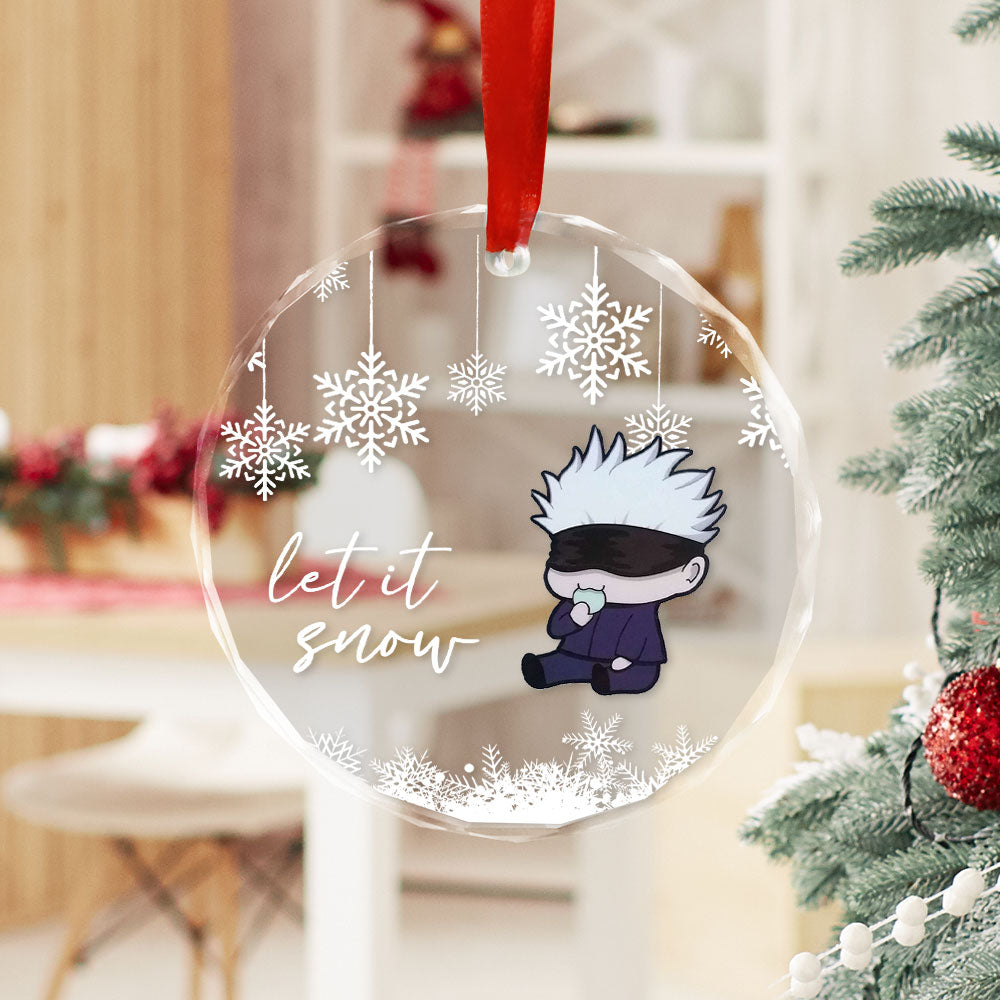 baby gojo let it snow glass ornament perfect gift for christmas holiday z2piz - Jujutsu Kaisen Store